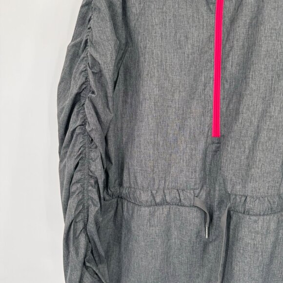 Fabletics Gray Ruched Long Sleeve Jacket Pink Zipper Drawstring Womens size larg - Picture 6 of 16
